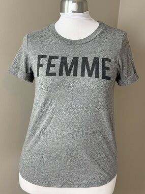 Sol Angeles Anthropologie FEMME Graphic Tee Size Small Gray